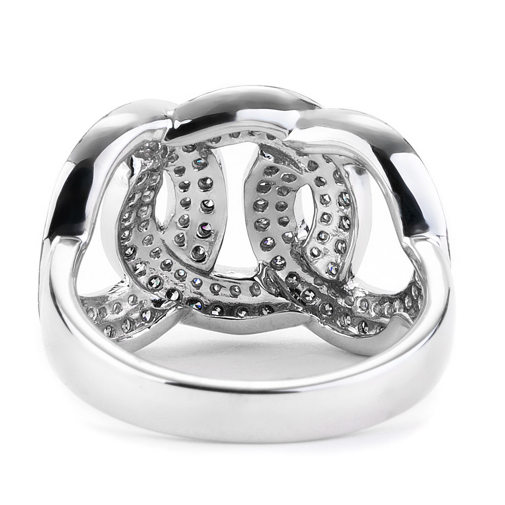 Three Interlocking Diamond Circles Ring in White Gold | New York ...
