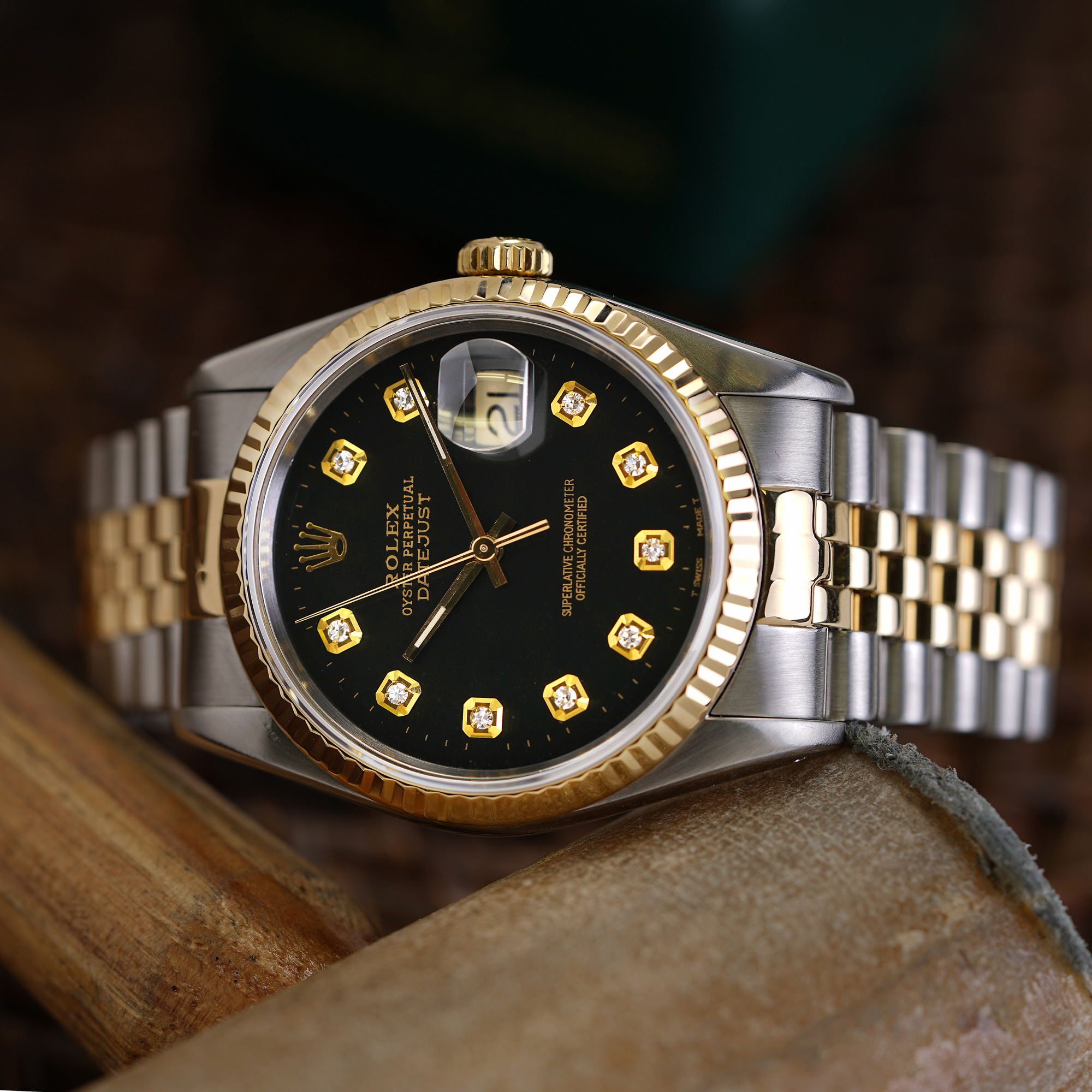 Diamond Gold Rolex Watch For Men 16233, 36Mm