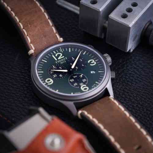 Tissot Chrono XL Green Dial Brown Leather Strap | New York