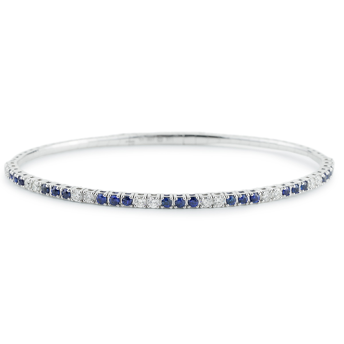 1.74 CTTW Sapphire and Diamond Flex Bangle in White Gold