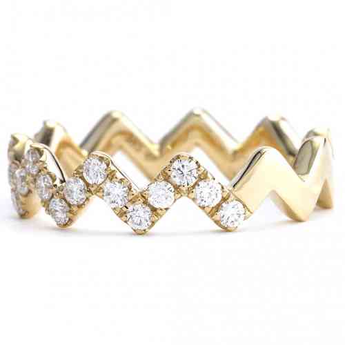 激安挑戦！！ 0.45 CTTW New | Gold Yellow in Ring Diamond Style Zig-Zag ダイヤモンド