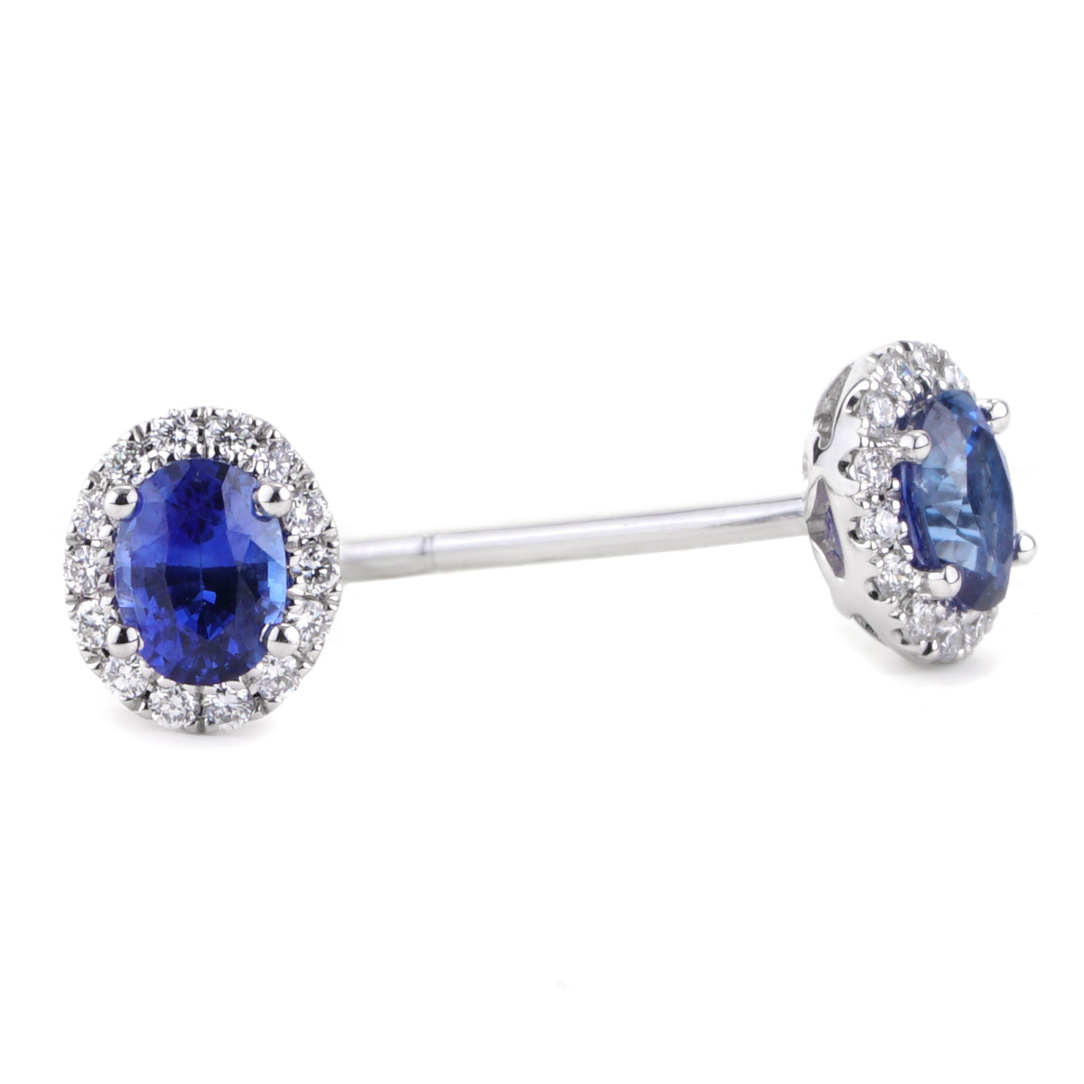 Sapphire hot sale halo earrings