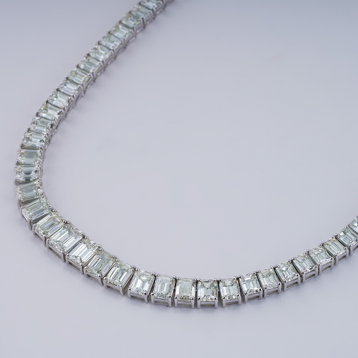 Bezel Set Emerald Cut Tennis Necklace - The Clear Cut Collection