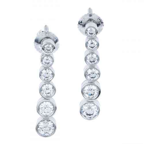 TIFFANY Platinum Diamond Jazz Double Drop Earrings 356043 | FASHIONPHILE