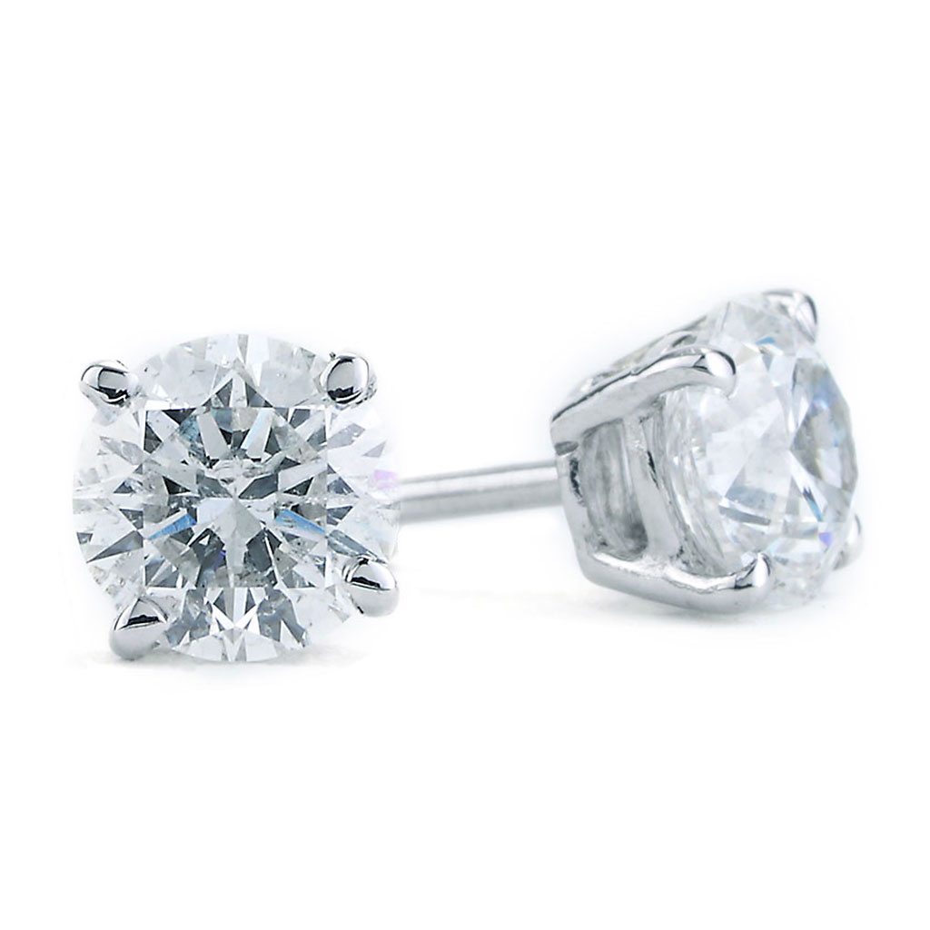 .90 CTTW Round Diamond Stud Earring in White Gold | New York Jewelers ...