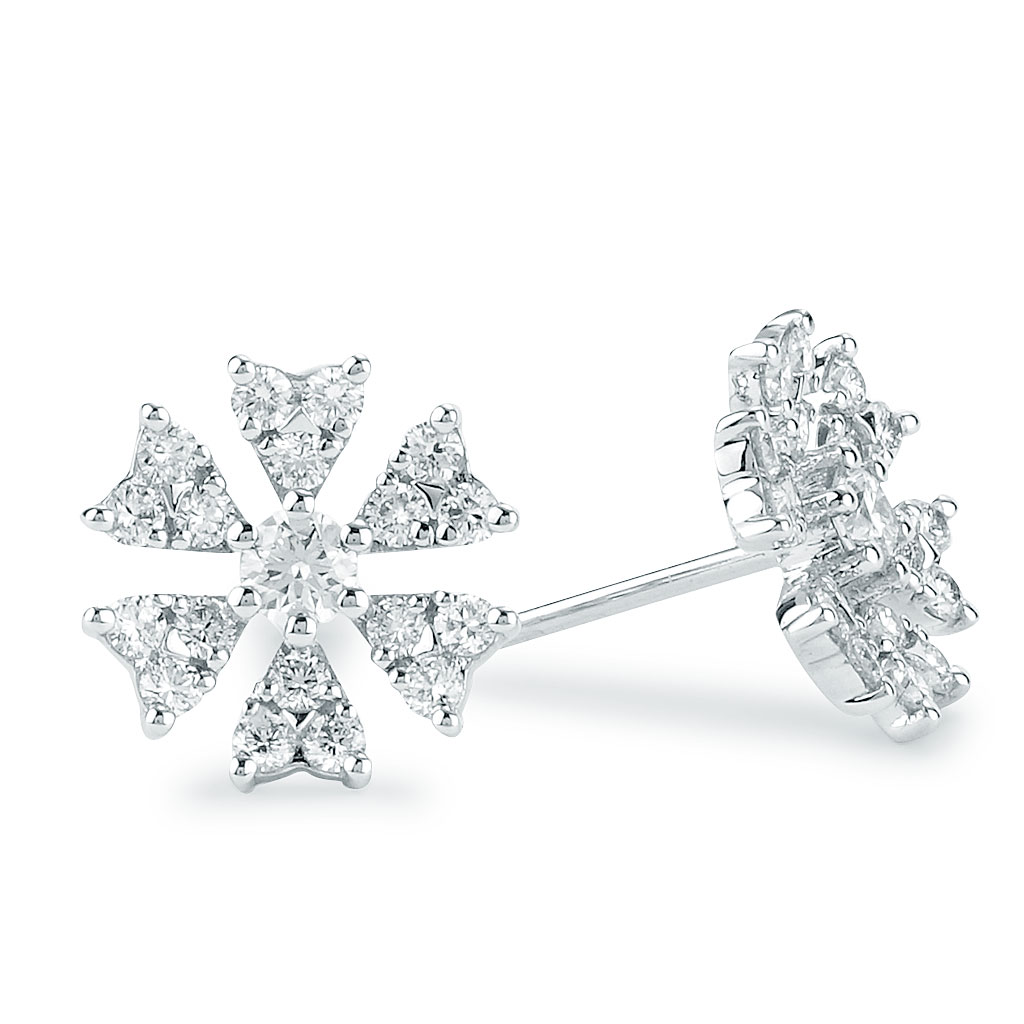 Cluster Floral Stud Earrings with Pear Shape Diamonds in Platinum - Kwiat