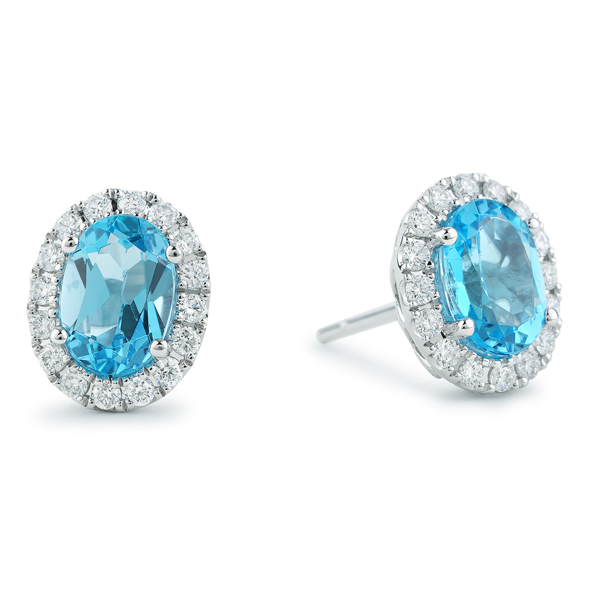 14K White 2024 Gold Topaz with Diamond Stud Earrings