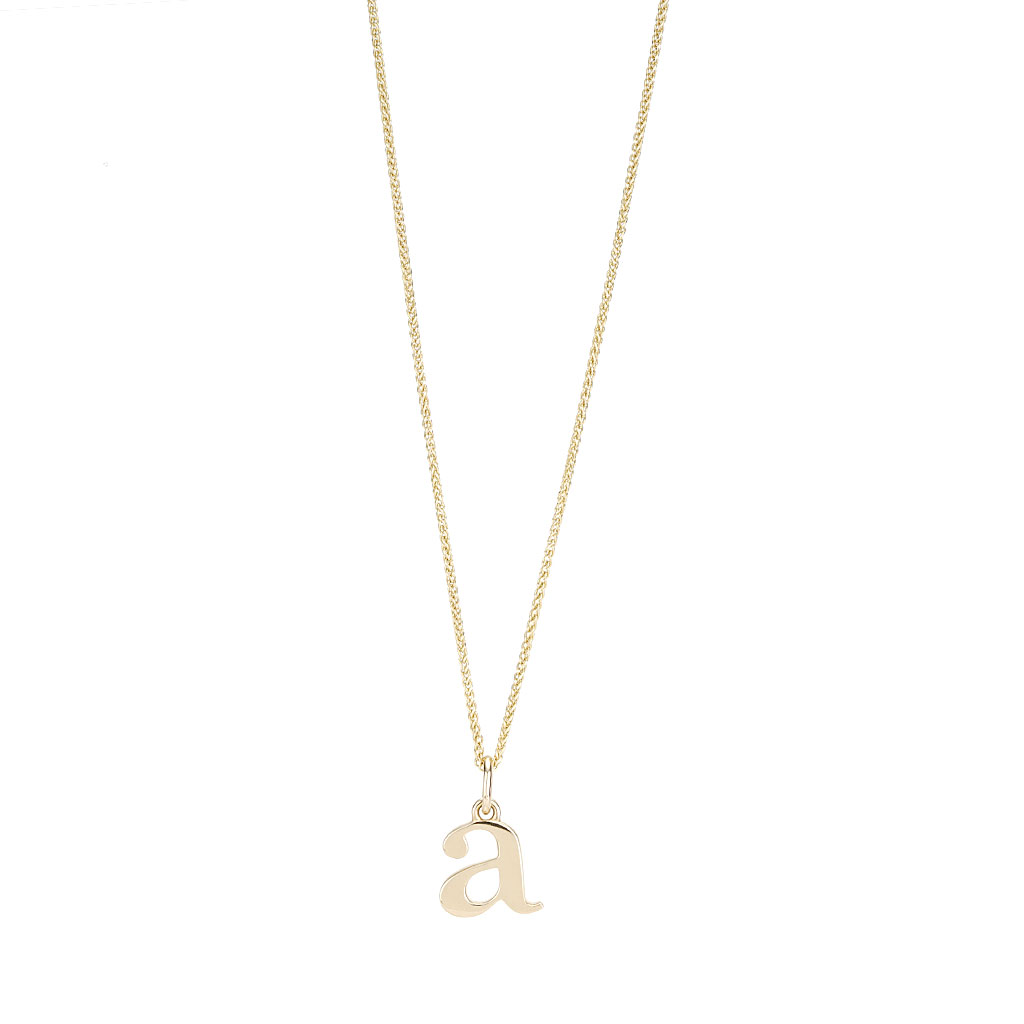 Lowercase Initial A in Yellow Gold Necklace | New York Jewelers Chicago