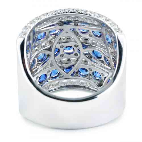 5.77 CTTW Seven Row Sapphire and Diamond Wide Band in White