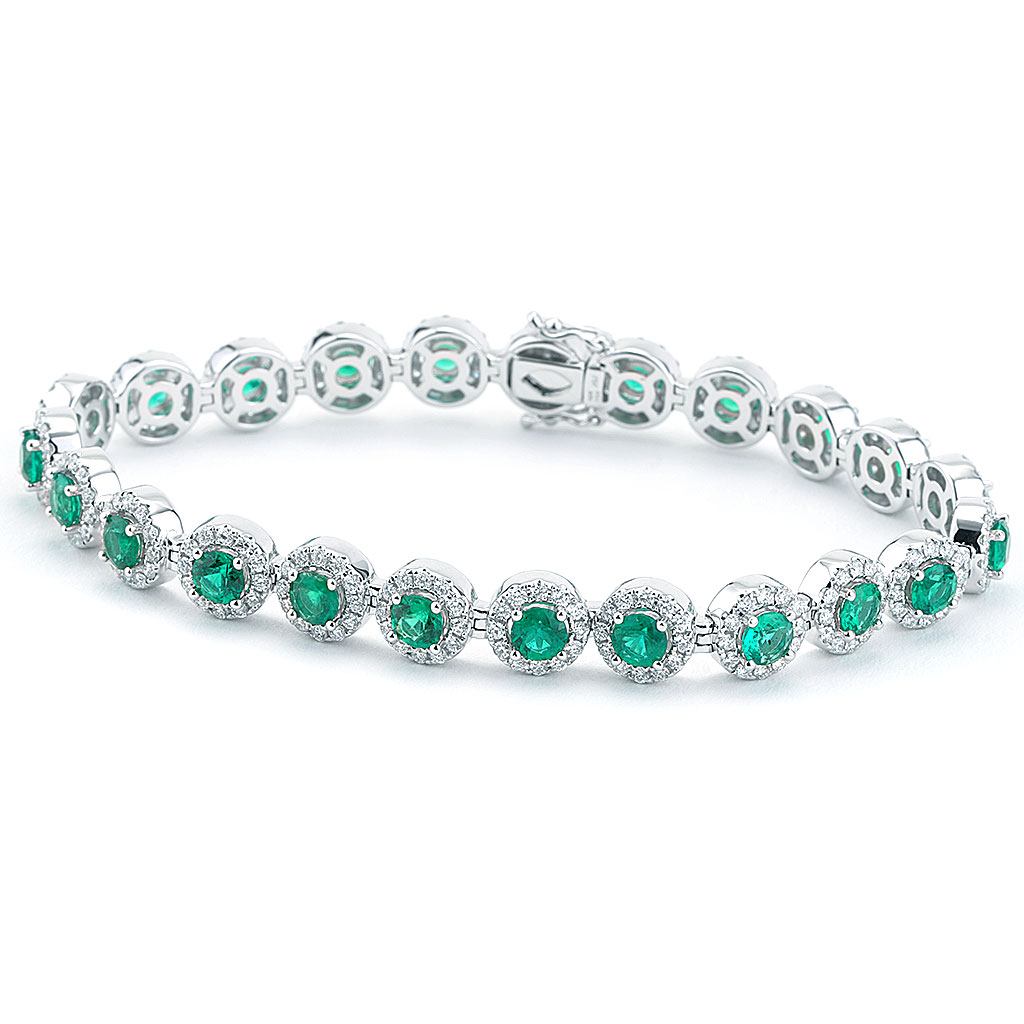 Striking Oval Emerald and Diamond Bracelet B1161E-14kt-White | Jacqueline's  Fine Jewelry | Morgantown, WV