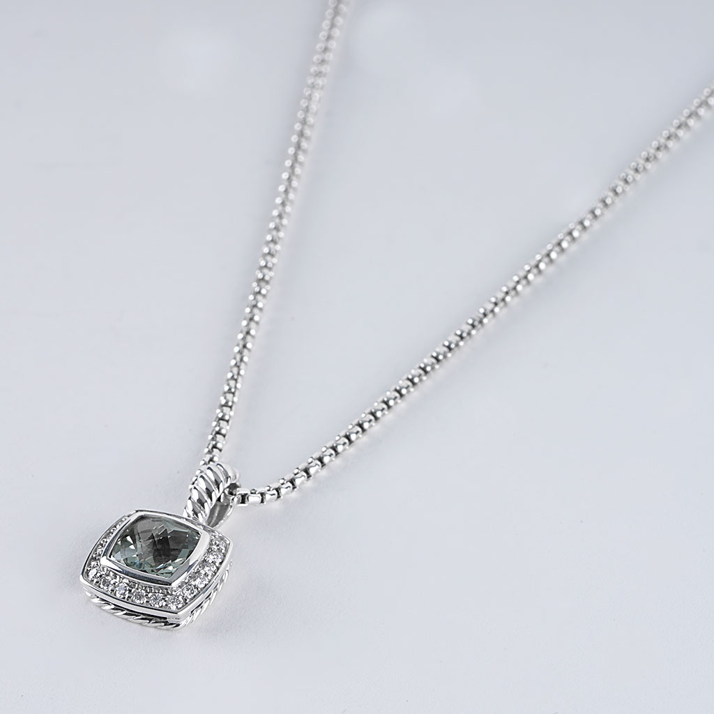 David Yurman Albion Collection Prasiolite Necklace with Diamond Halo ...