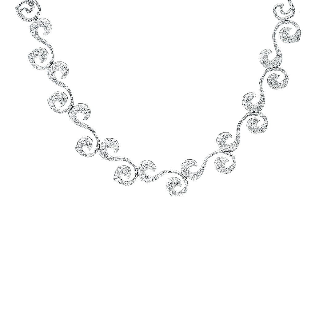Diamond Swirl Style Diamond Necklace in White Gold | New York Jewelers ...