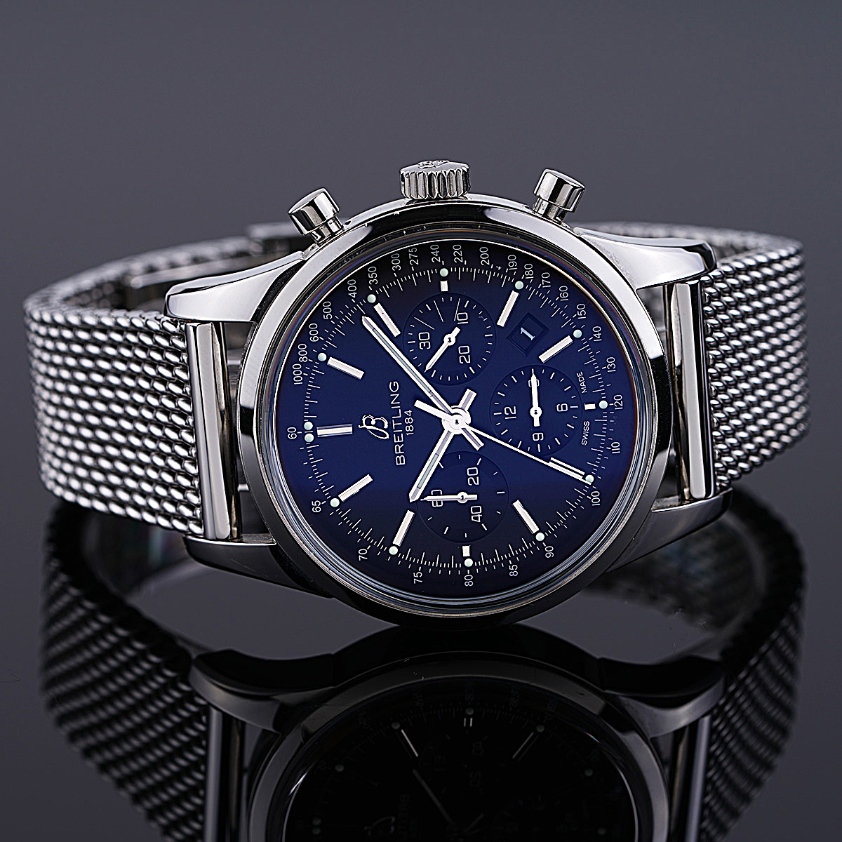 Breitling Transocean Chronograph 43 mm Watch in Grey Dial