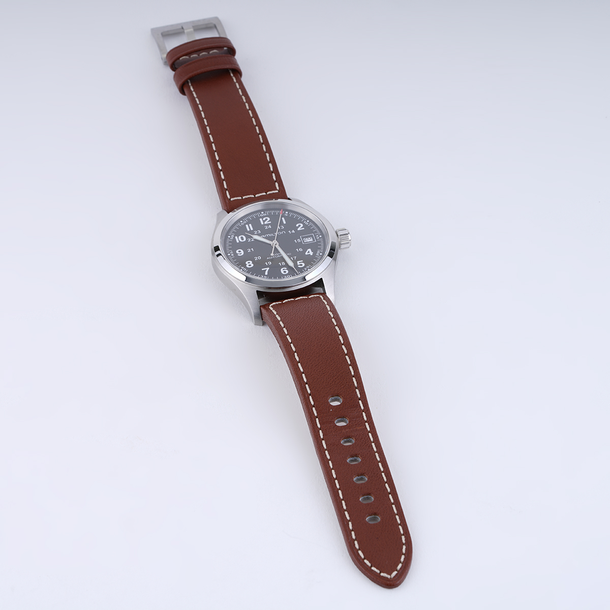 Hamilton H70455533 Men's Khaki Field Leather Automatic Watch - Brown