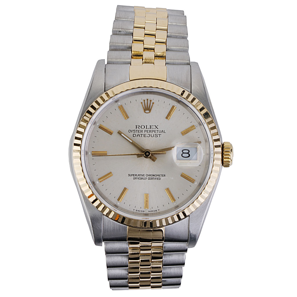 datejust two tone silver dial