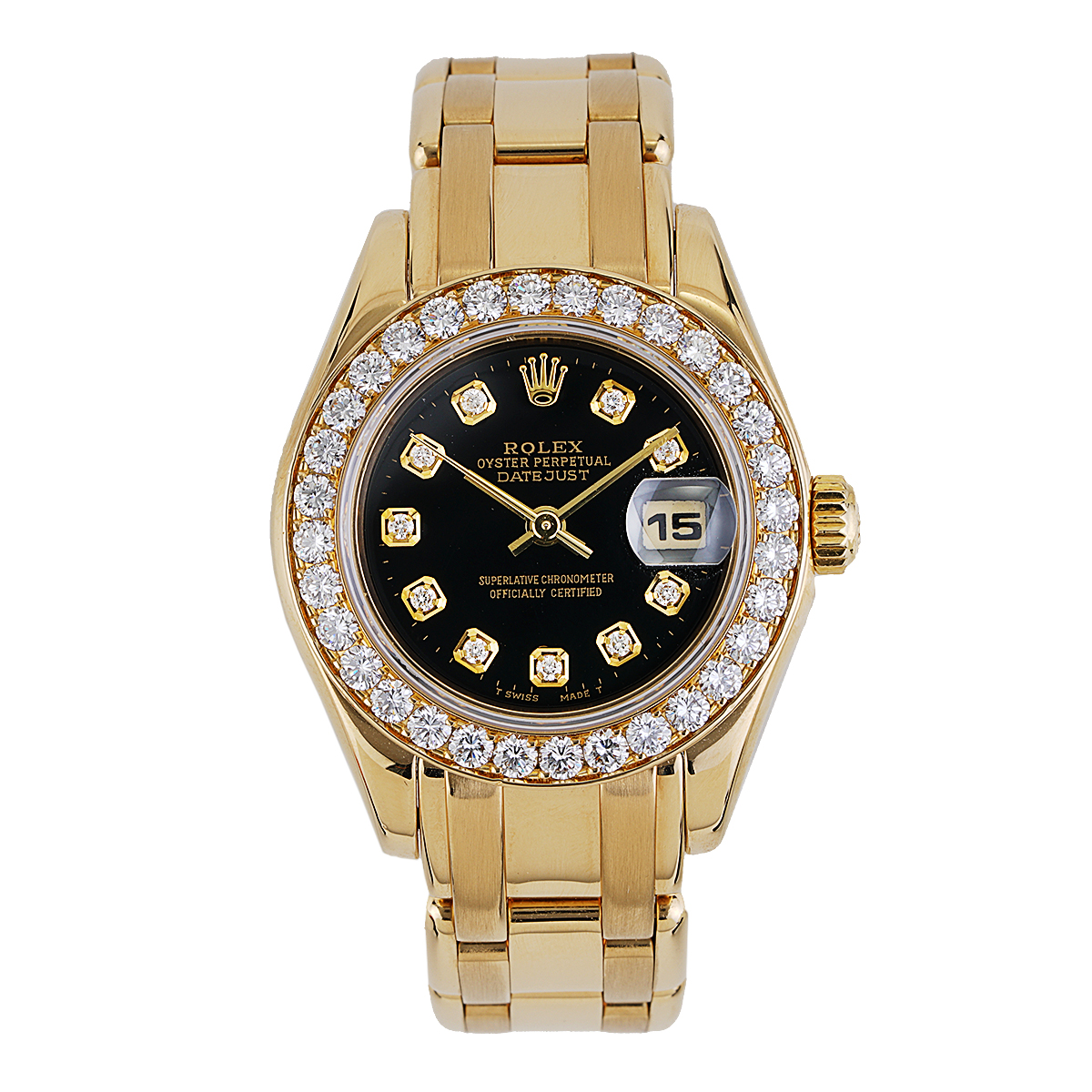 Rolex Lady-Datejust Yellow Gold Black Diamond Dial & Bezel