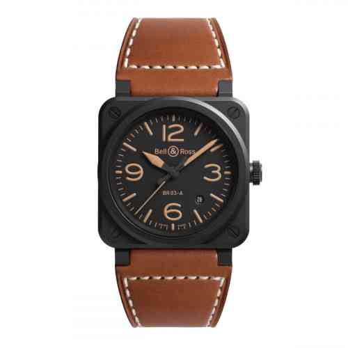 Bell Ross BR 03 Heritage Black Dial Brown Leather Strap New