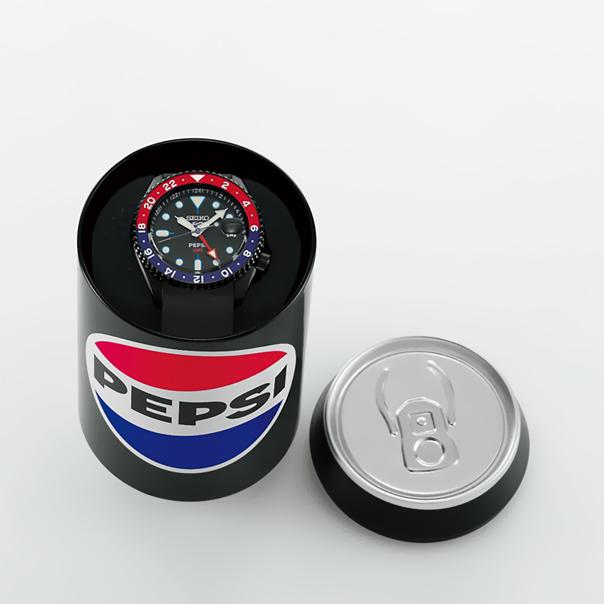 Seiko 5 Sports x Pepsi Limited Edition Black Dial Black Rubber