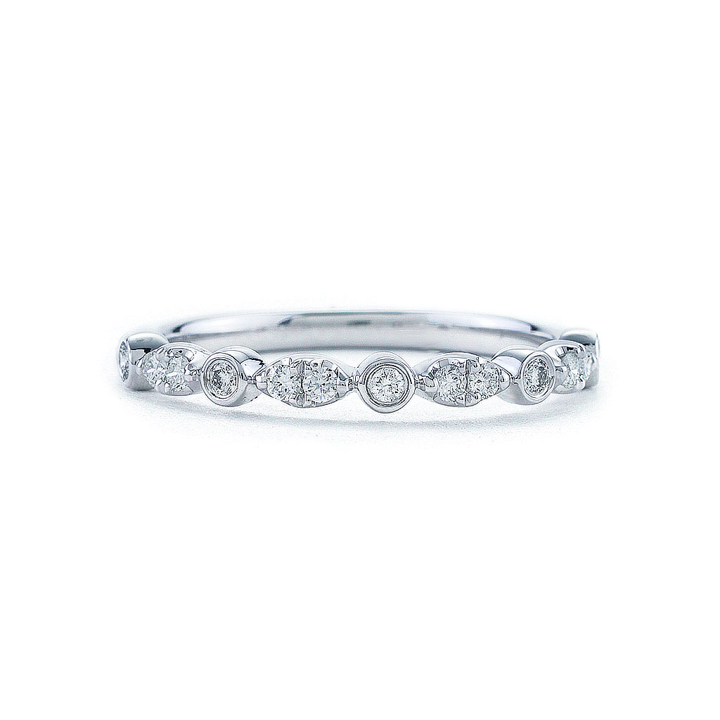 Alternating Shape Vintage Diamond Band in White Gold | New York ...