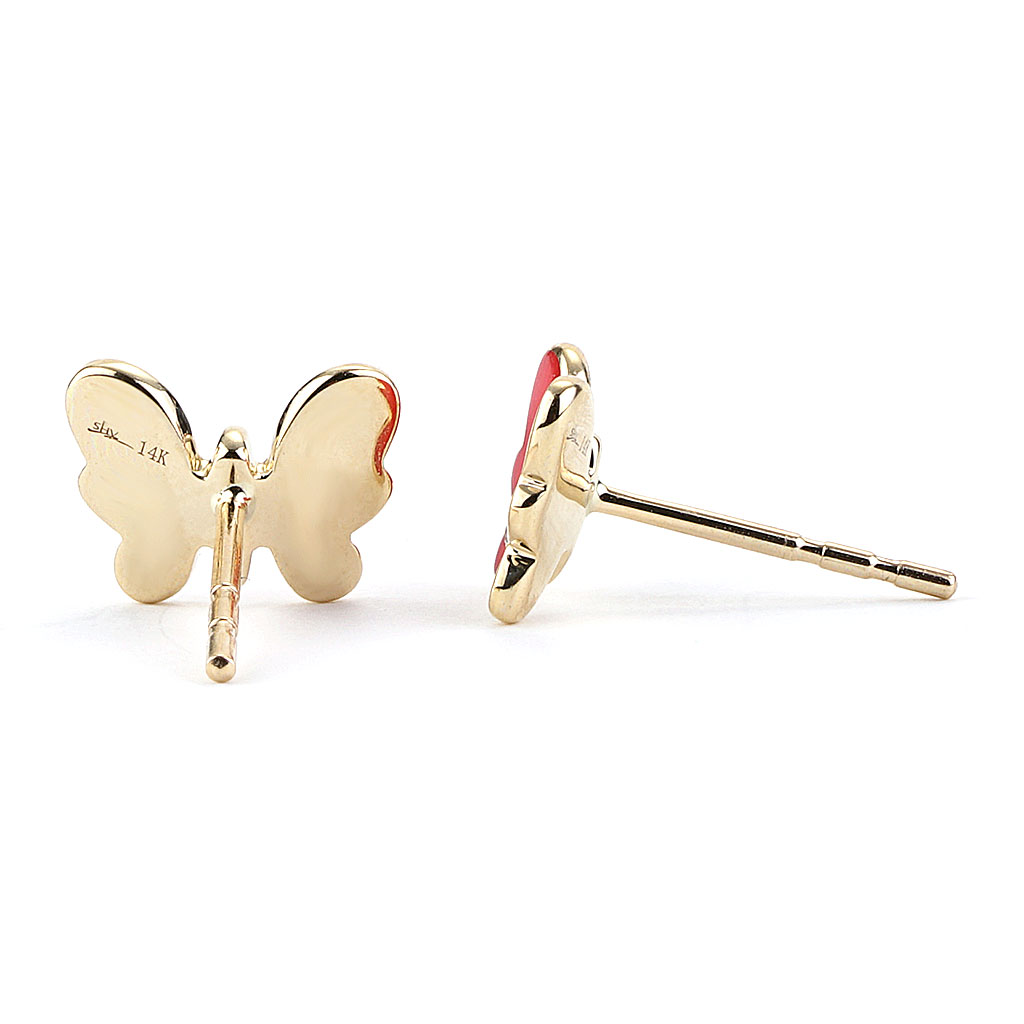 Gold tone purple stone butterfly earrings/stud dj-44535 – dreamjwell