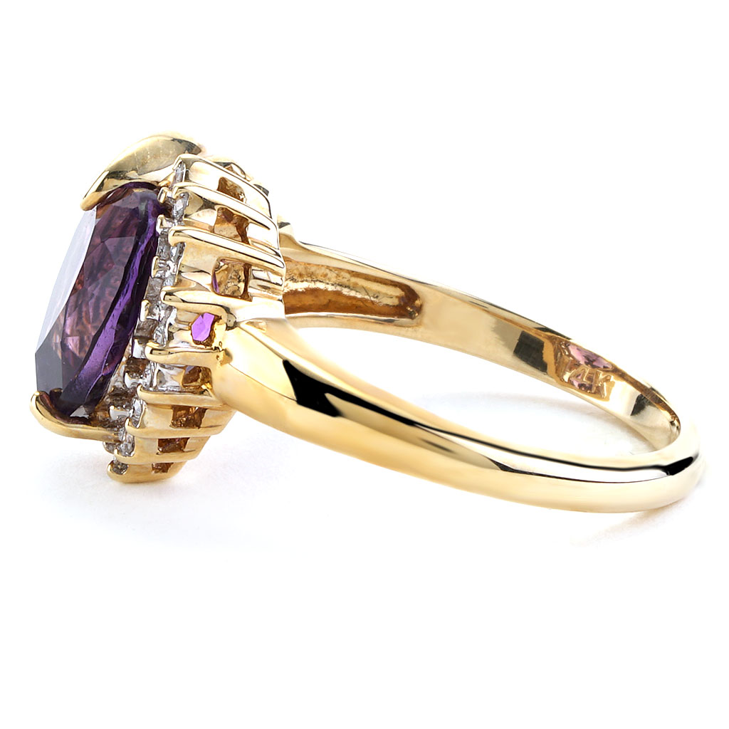 Low Profile Art Deco Vintage Heart Shaped Amethyst Filigree Engagement Ring  with Side Diamonds in White Gold — Antique Jewelry Mall