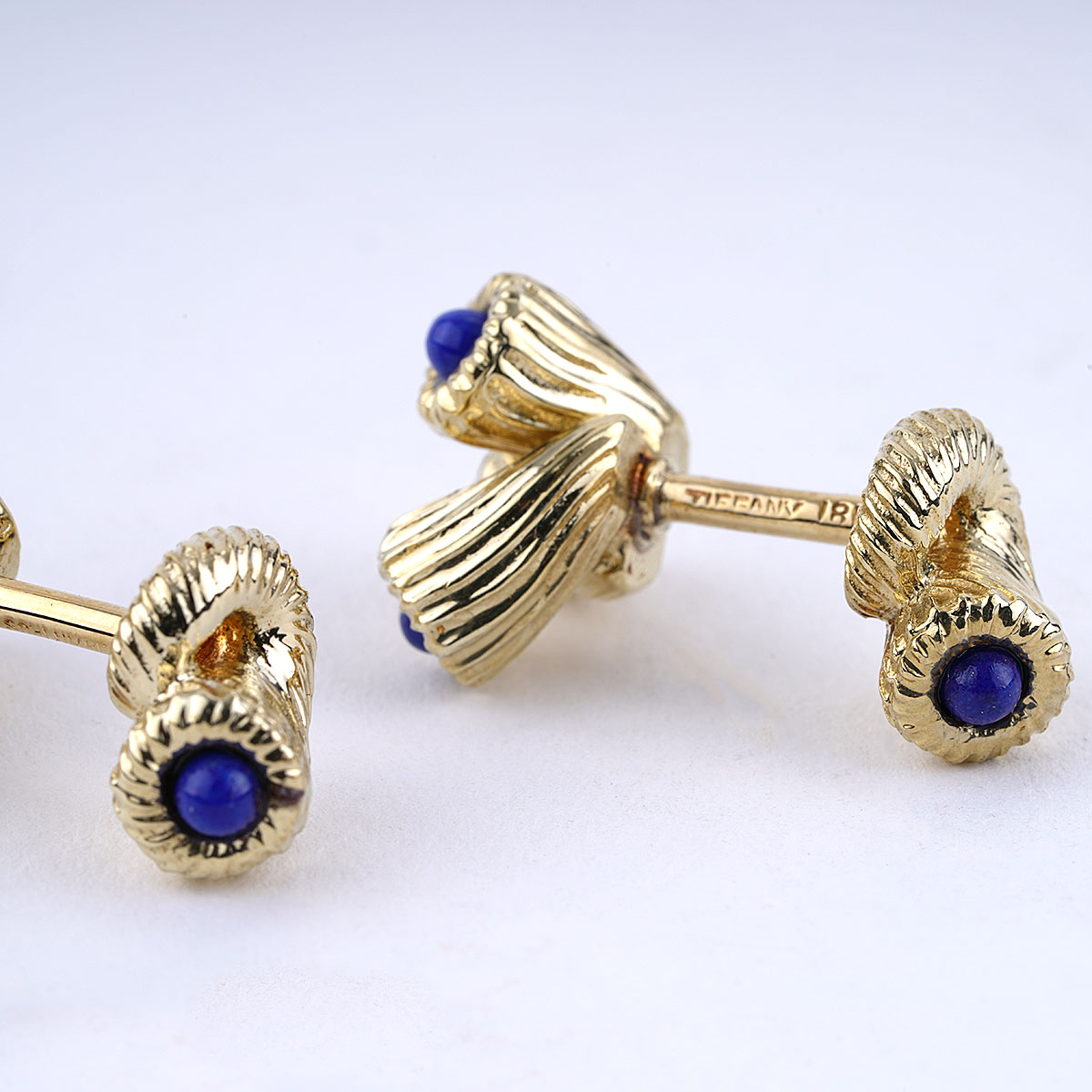 Tiffany & Co. Lapis Lazuli Cufflinks Schlumberger Cornucopia in Yellow Gold