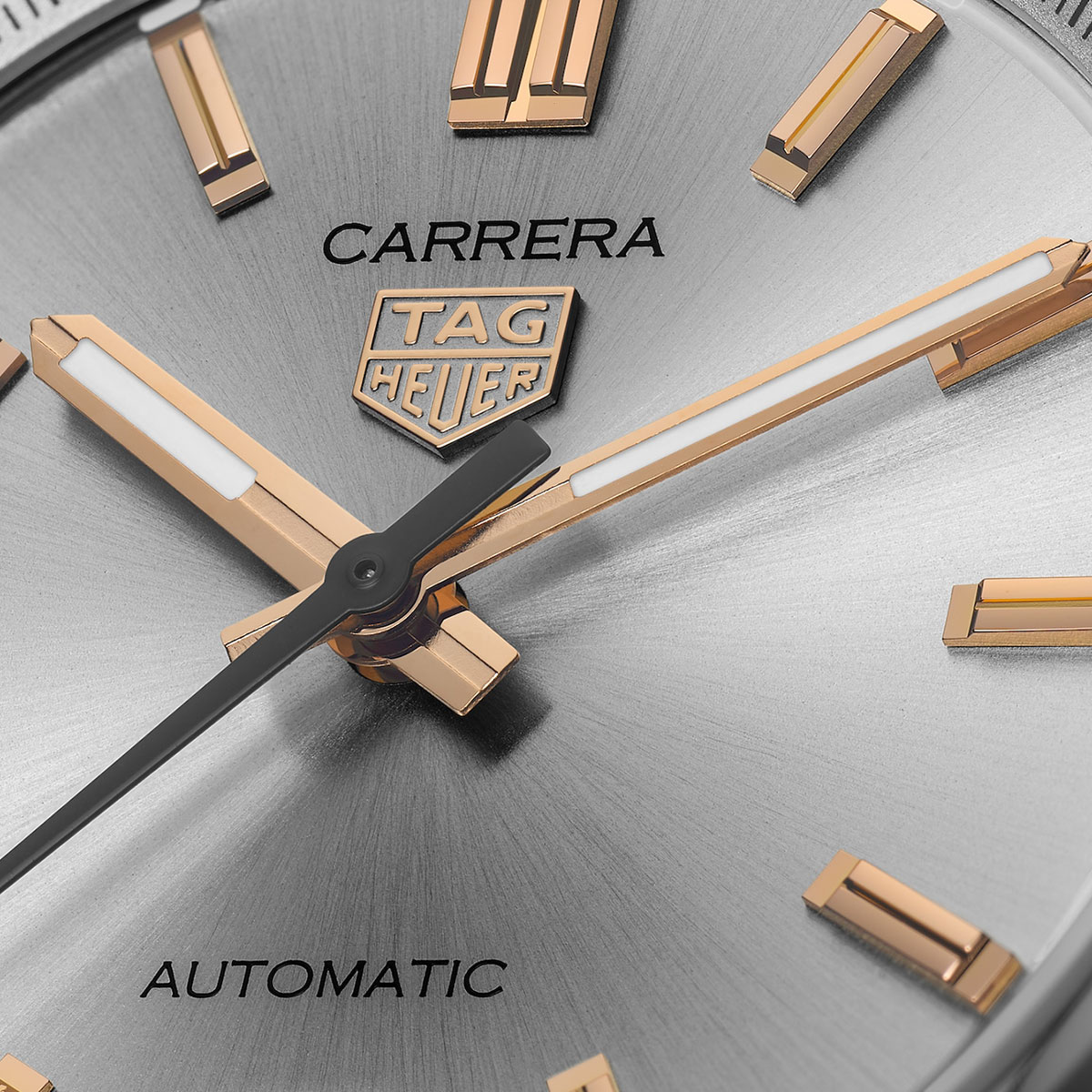 Tag Heuer Carrera Date Silver Rose Gold Dial Stainless Steel