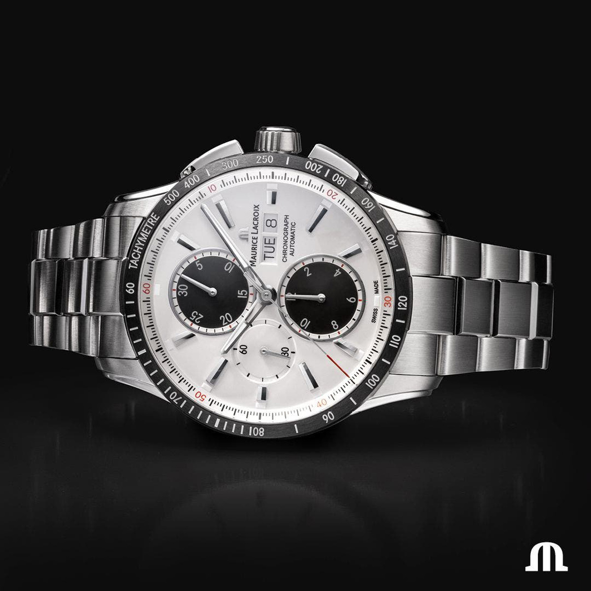 Maurice Lacroix Pontos S Chronograph White/Black Dial Stainless Band | New  York Jewelers Chicago