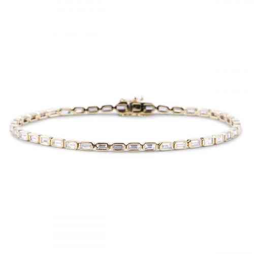 14k extra small curb chain with floating diamond bracelet | 6-7