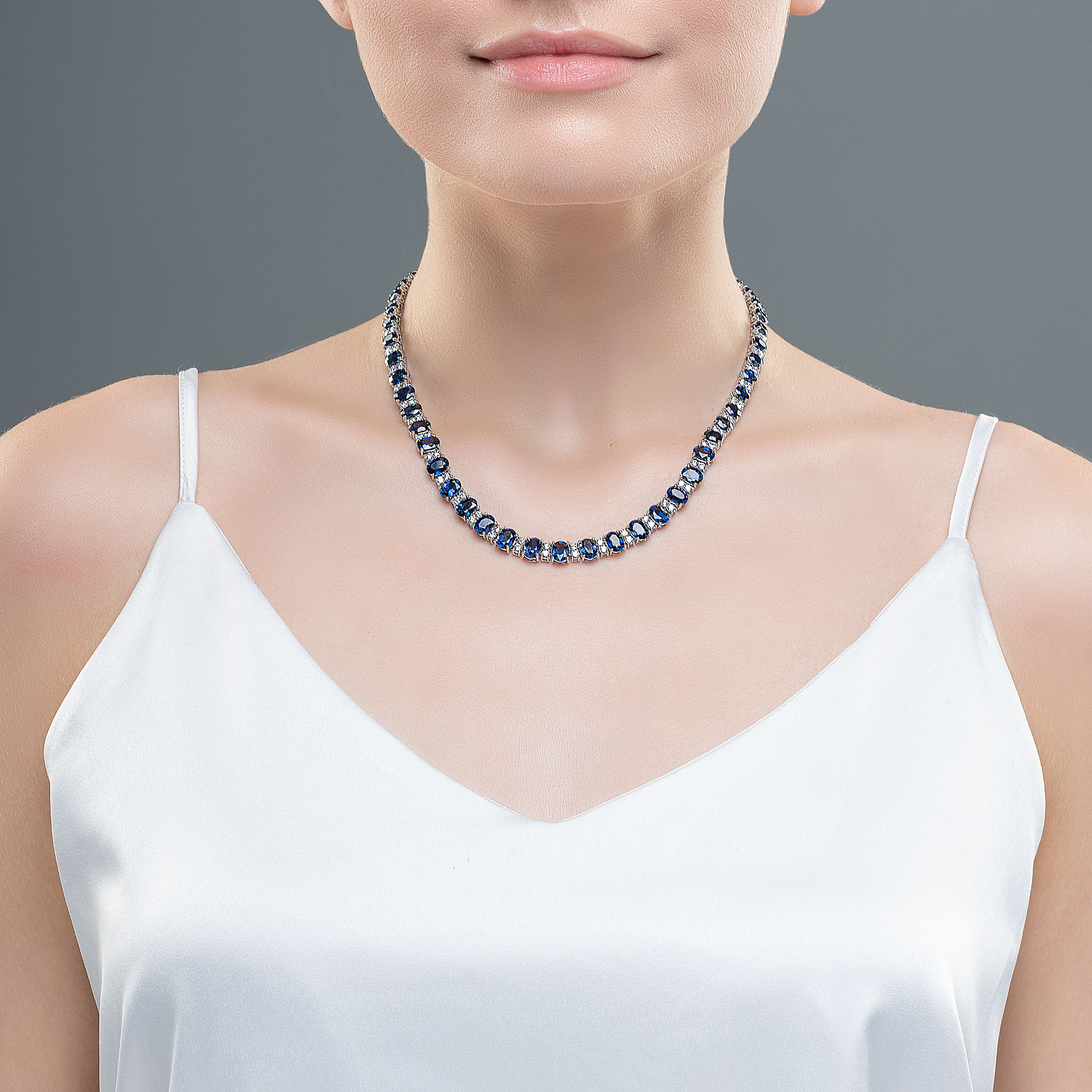 Bold Dark Blue Sapphire Tennis Necklace | Tennis necklace, Blue sapphire,  Blue sapphire necklace