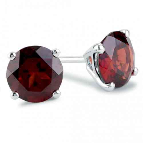 Heart Cut Garnet Gemstone and Diamond Earrings in 375/9K White Gold  265610123(E)-GARN