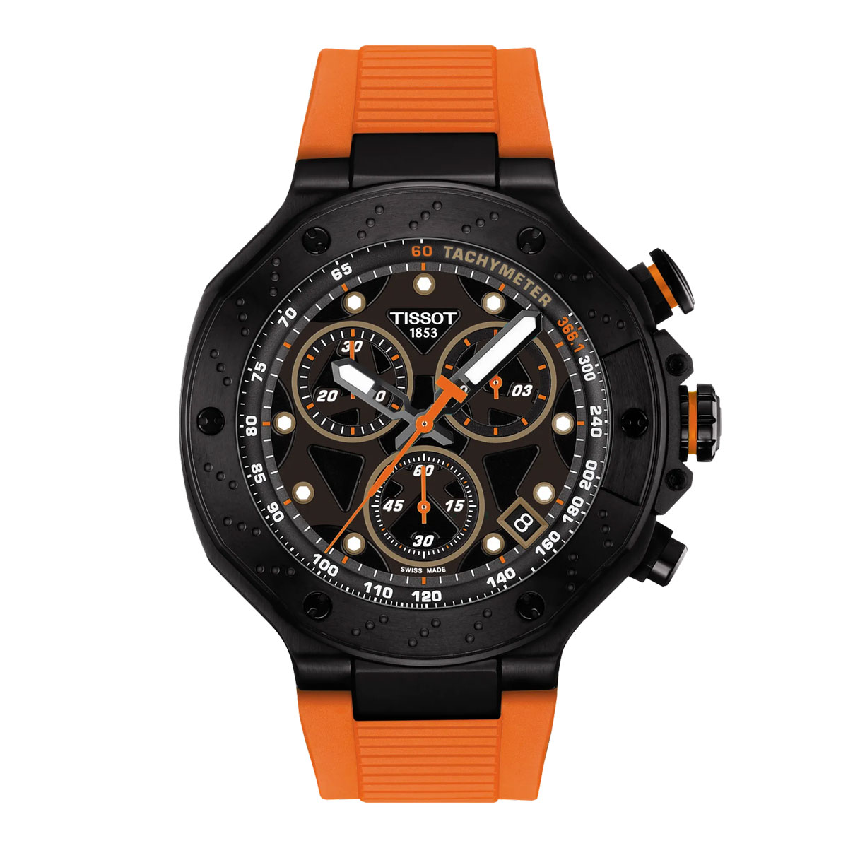 Tissot T-Race 45mm Black Dial Orange Rubber Strap | New York