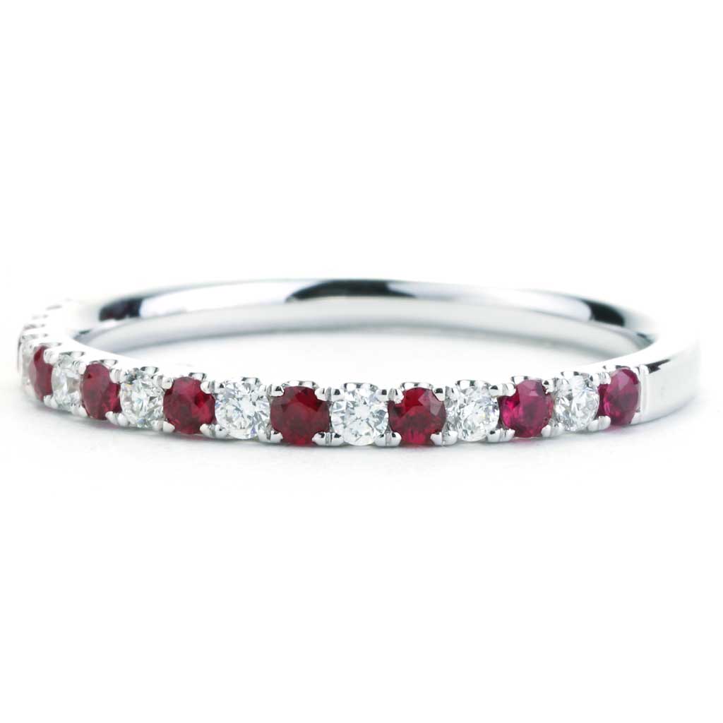 Alternating Ruby and Diamond Band in White Gold | New York Jewelers Chicago