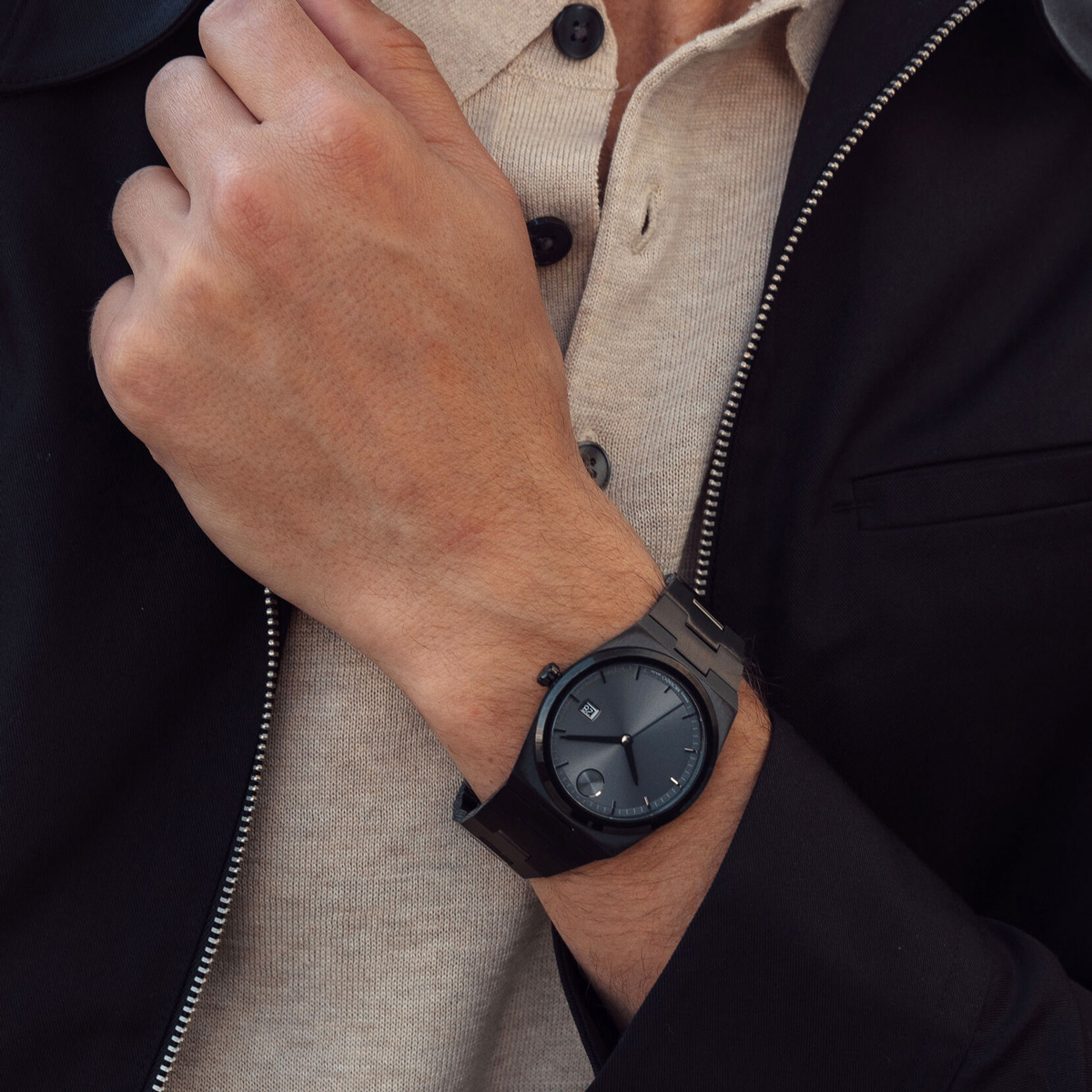 Movado Bold Quest Gunmetal Dial Black Tone Bracelet | New