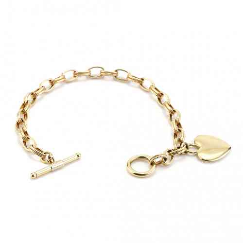Heart Charm Toggle Bracelet in Yellow Gold