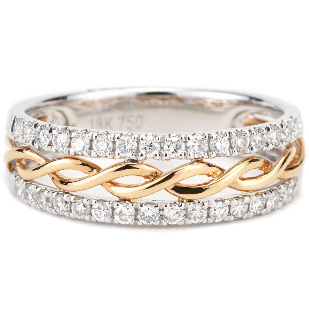 Two Tone Twisted Center Diamond Band | New York Jewelers Chicago