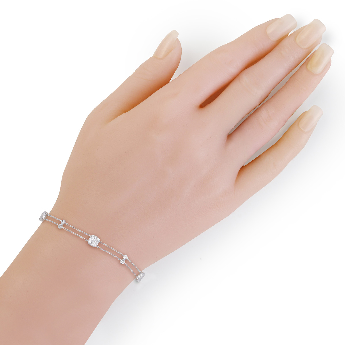 女の子向けプレゼント集結 Diamond Strand Double CTTW 0.80 Station White In Bracelet 健康アクセサリー