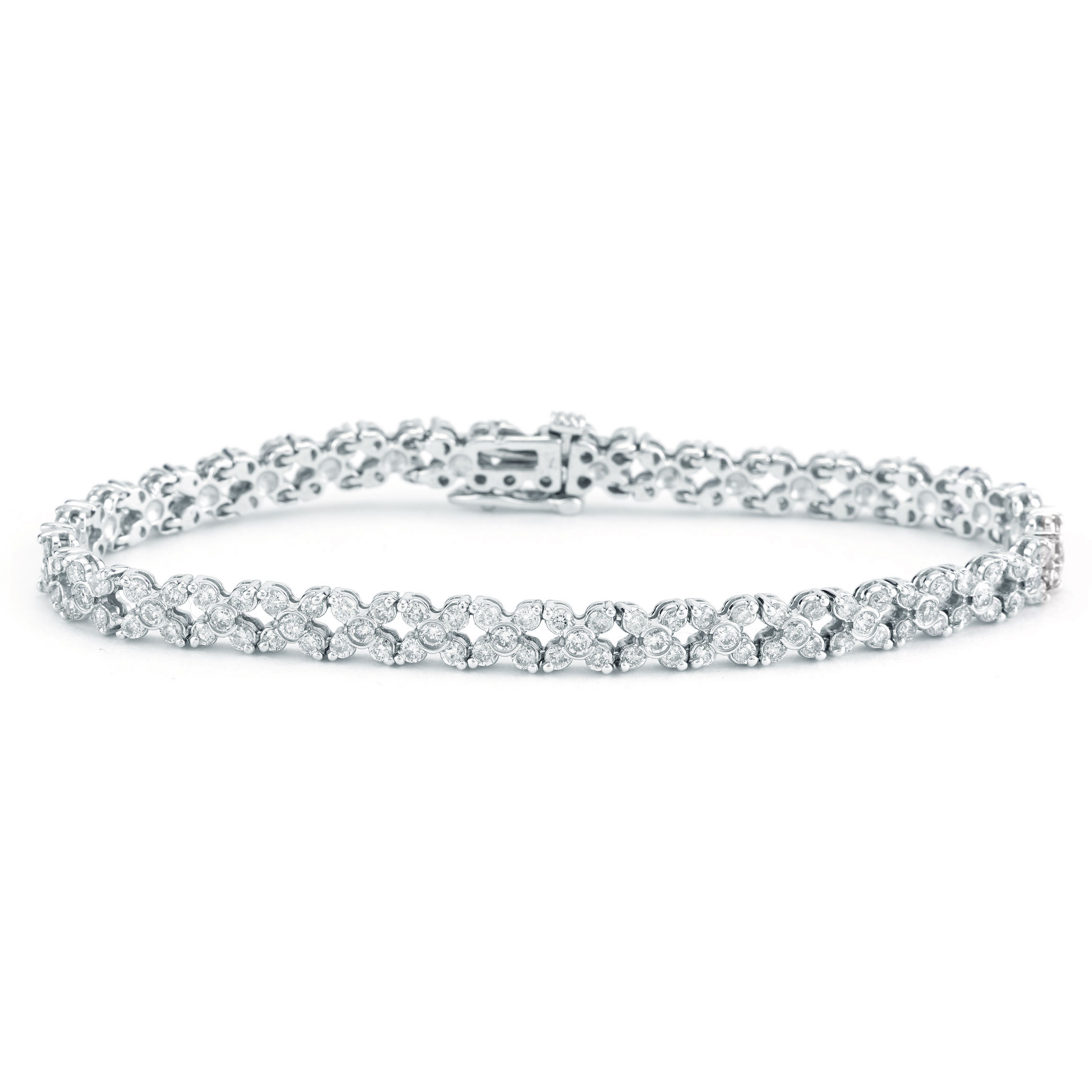 Diamond Floral Cluster Bracelet in White Gold | New York Jewelers Chicago
