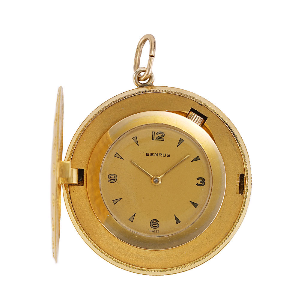Benrus 18K Yellow Gold Coin Desk Clock Manual 35mm