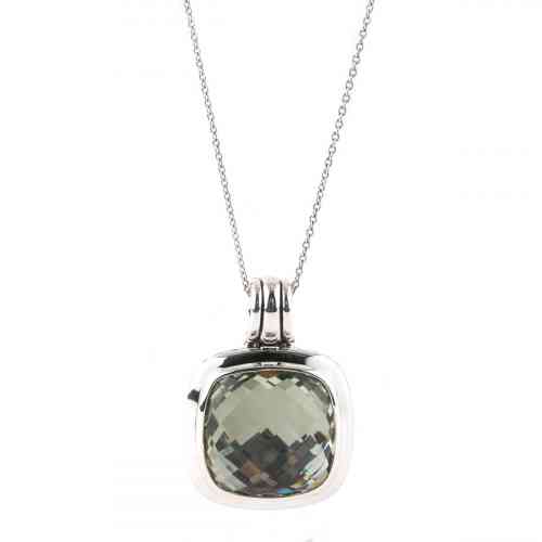 Retired David Yurman Albion Collection Prasiolite Pendant Enhancer in Silver - jewelry product image