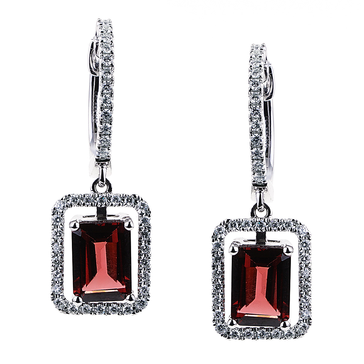 Pear-Shaped Garnet and White Lab-Created Sapphire Frame Drop Earrings in  Sterling Silver | Zales