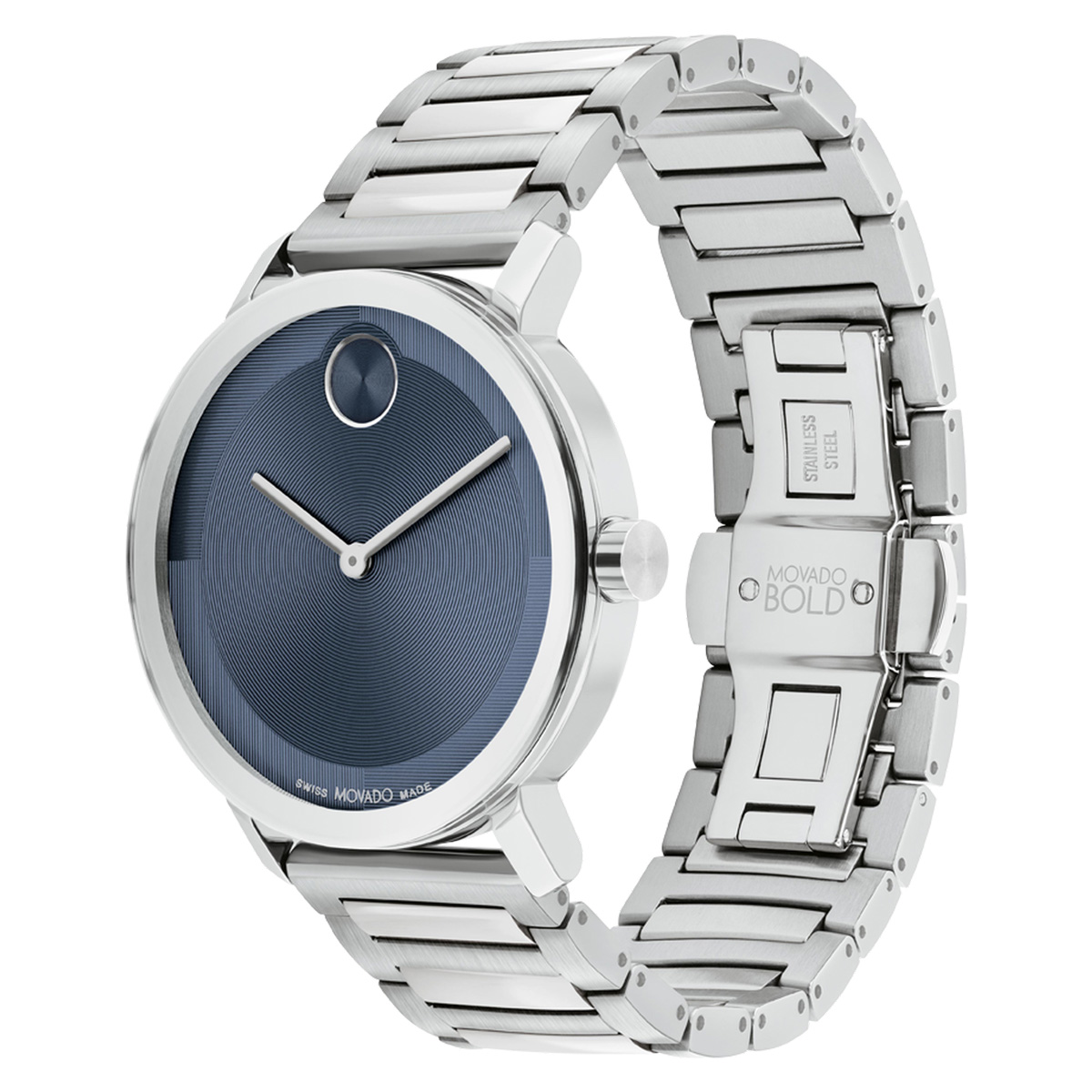 Movado bold outlet blue stainless steel