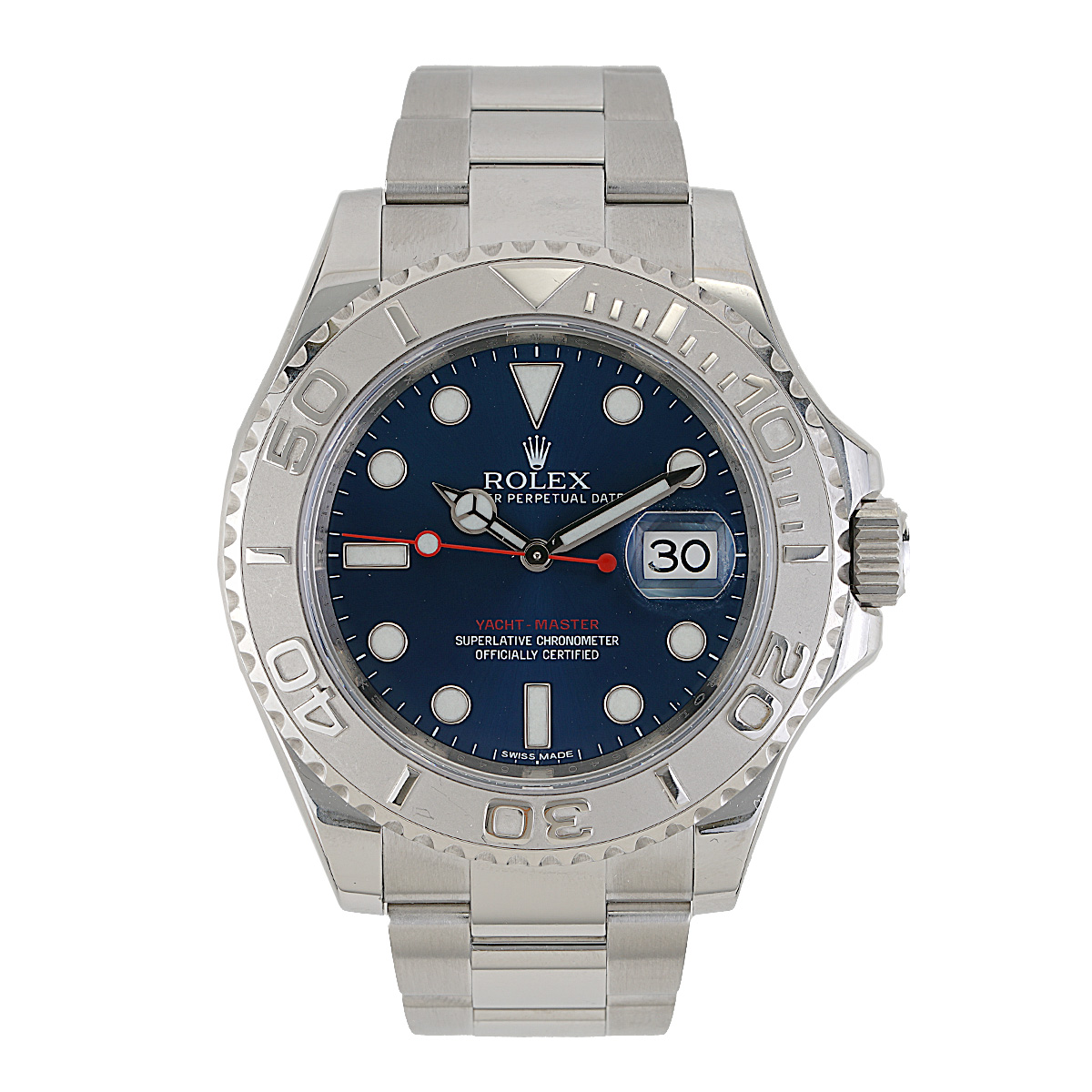 Rolex Yachtmaster 40mm Steel Platinum Blue Dial Mens Watch 116622