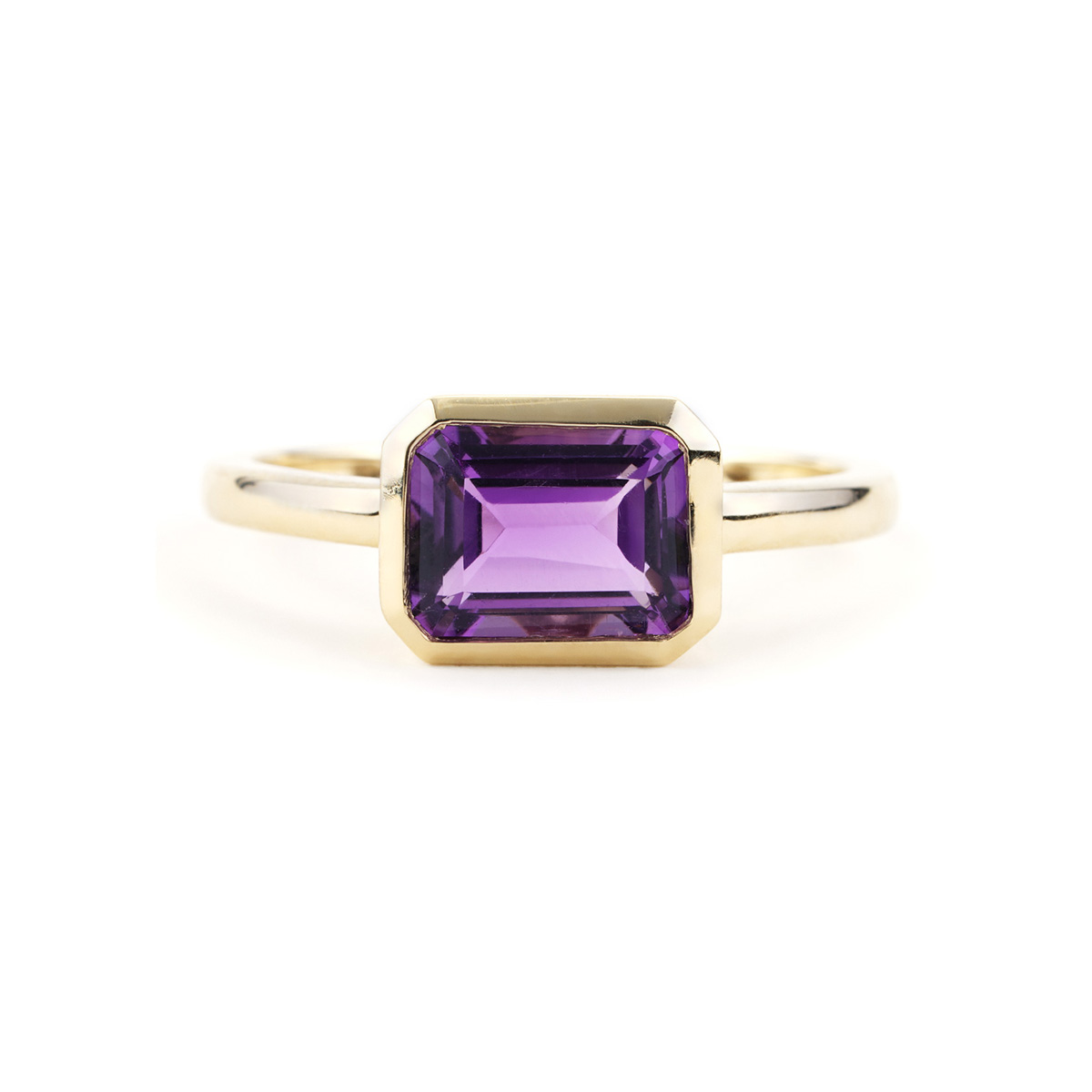 Bezel set amethyst on sale ring