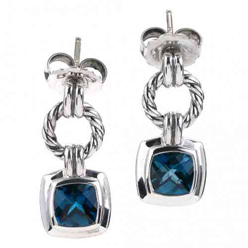 David Yurman 11mm Petite Albion Stud Earrings With Blue Topaz & Diamonds | Blue  topaz diamond, Blue topaz, Topaz