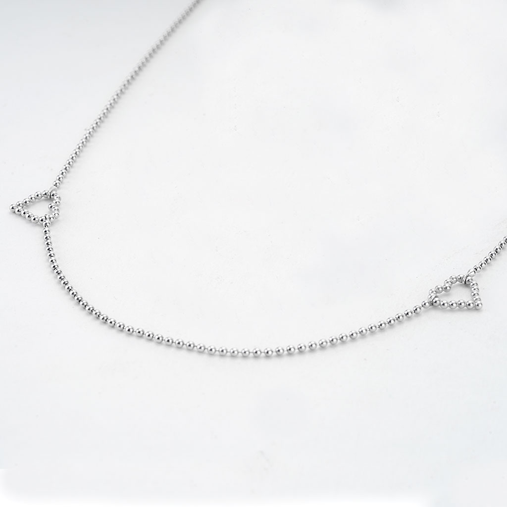 Gucci Boule Chain with Heart Charms Necklace in Sterling Silver | New ...