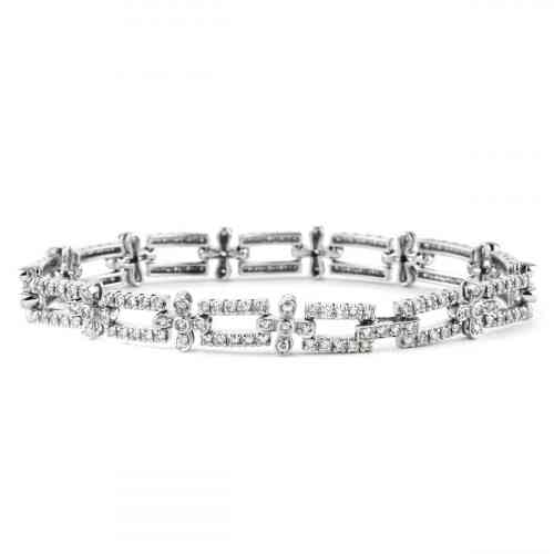 3.00 CTTW Geometric Style Diamond Bracelet in White Gold