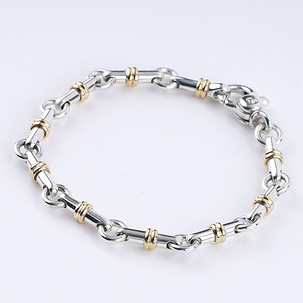 Conventie uit bruiloft Tiffany & Co. Bar Link Chain Bracelet in Silver and Yellow Gold | New York  Jewelers Chicago