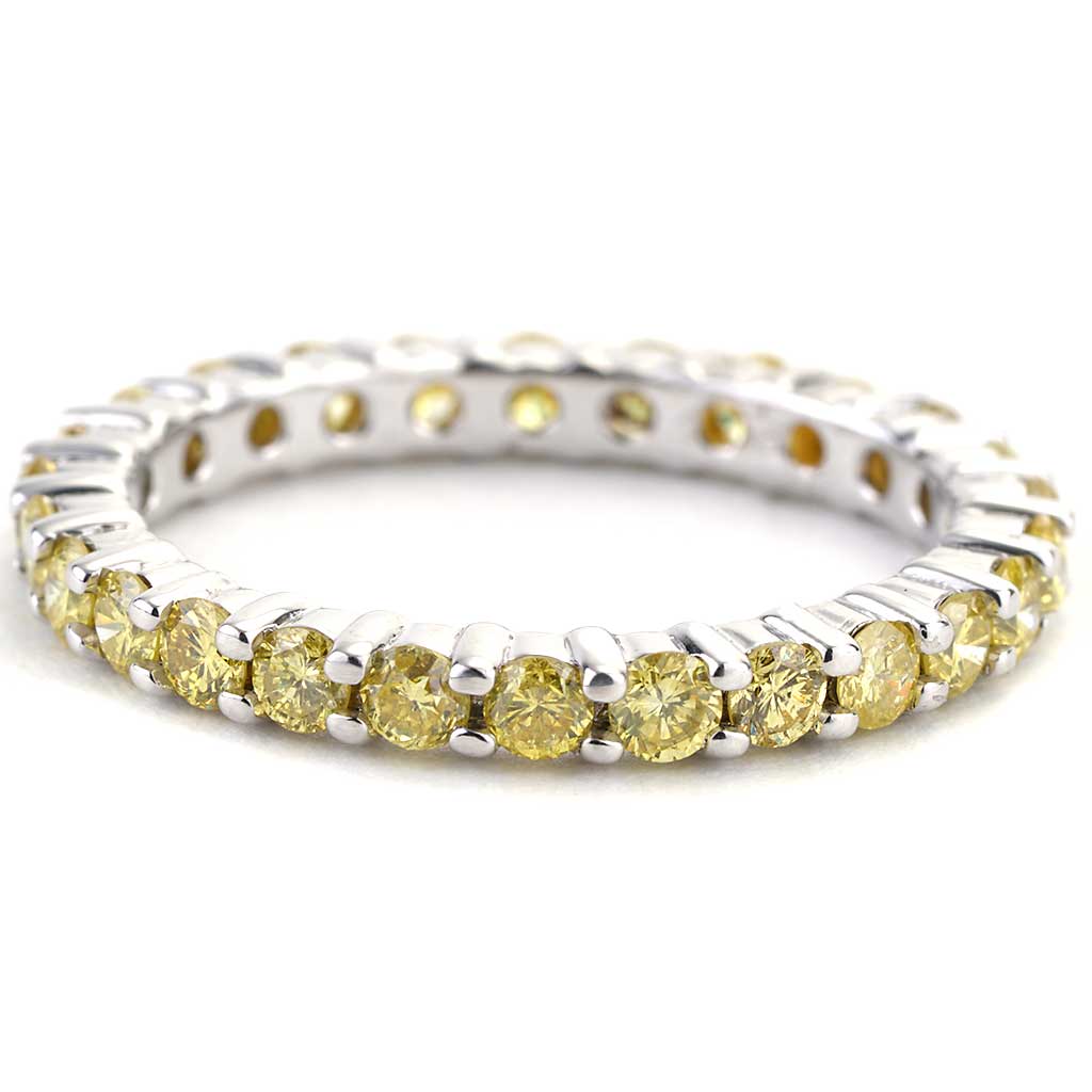 Yellow Diamond Eternity Band in White Gold | New York Jewelers Chicago