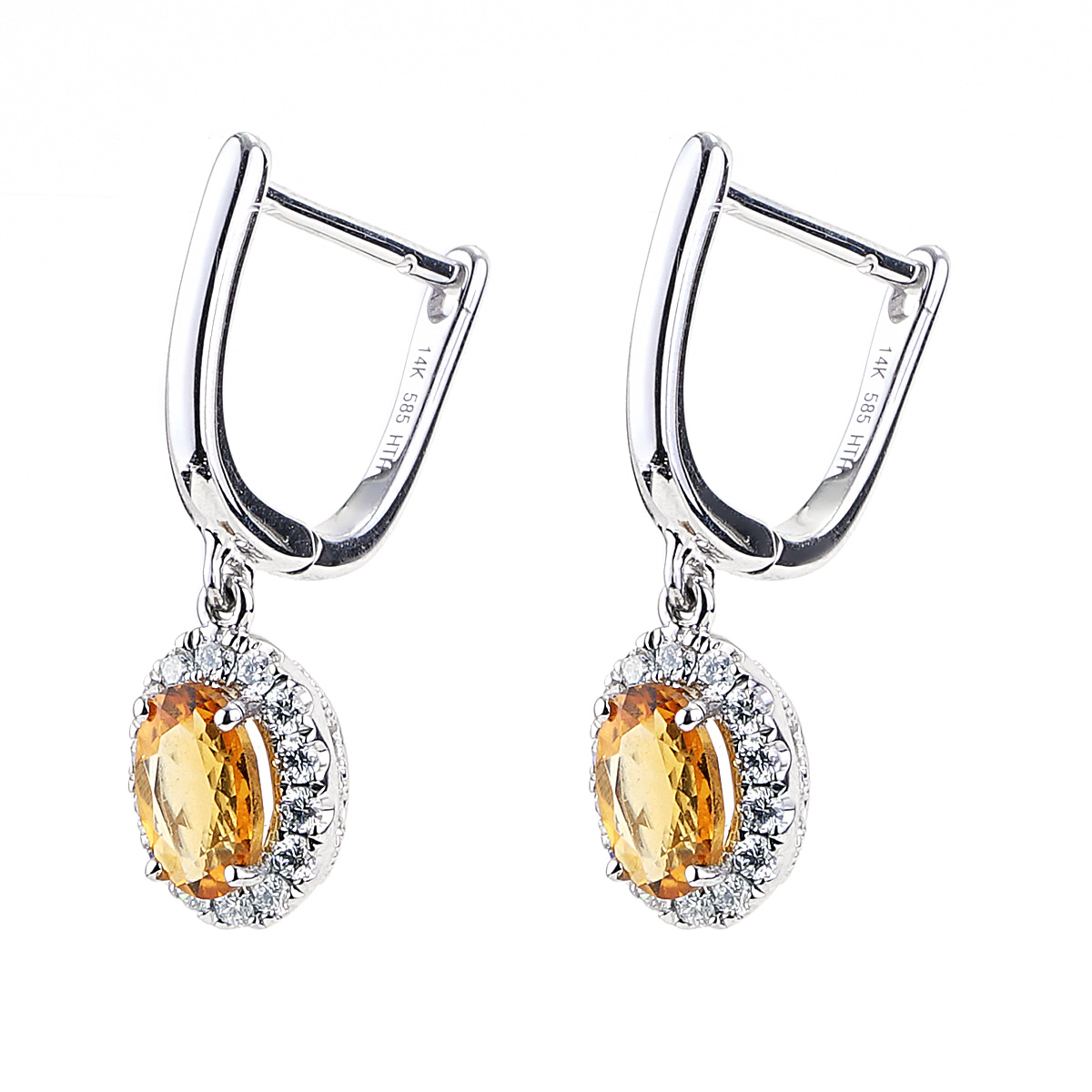 Double Oval Citrine & Ruby Earrings